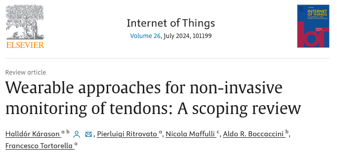 Boccaccini_Lab's tweet photo. Sharing this interesting scoping review #OpenAccess in Internet of Things led by Halldór @halldorkara👏and colleagues @UniSalerno➡️Wearable approaches for non-invasive monitoring of tendons https://t.co/MKRPnbM3vp Another great @P4Fit @MSCActions collaboration! @Boccaccini_Lab https://t.co/TzoBn0GCao