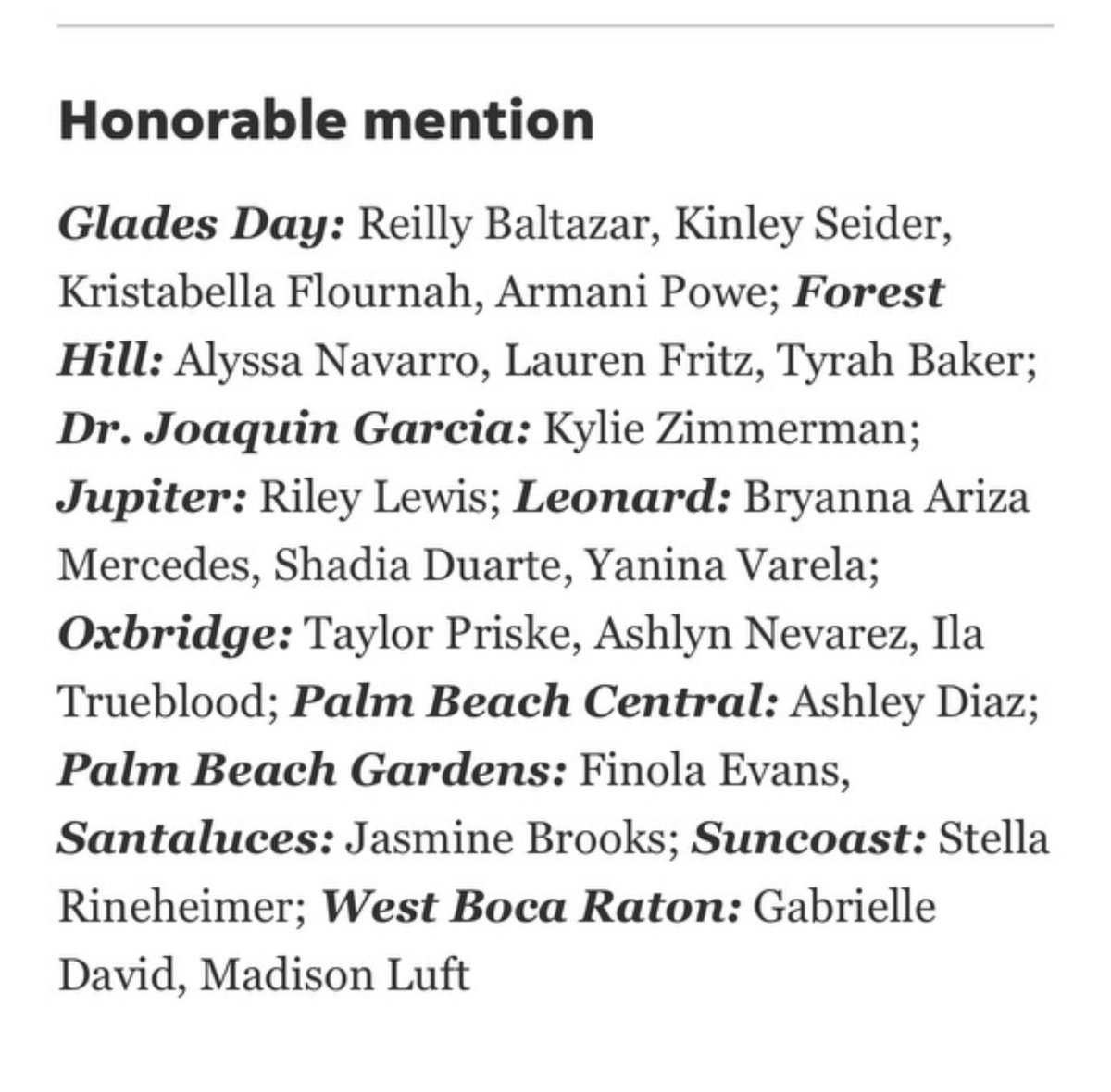 Ohreely2's tweet photo. Your 2024 Palms Beach Post All County Lady Lancers! Arianna Sheerer was Second team (1st team for Sun Sentinel) https://t.co/gSQnBnA7sE