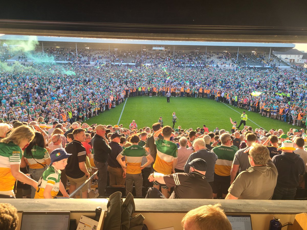 The view from the press box right now as Offaly win the Under 20 All-Ireland final 👏 fantastic display, well deserved victory 🏆