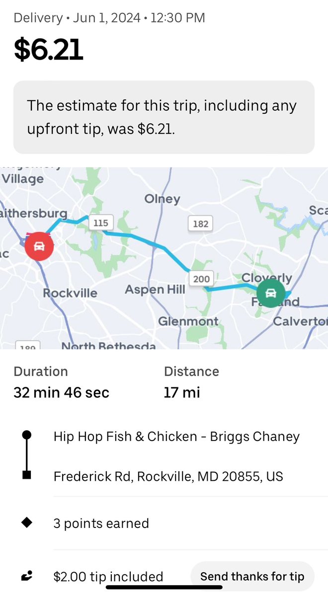 GilGab3's tweet image. Just drove 17 miles for an Uber Eats delivery and only got paid $4.21 plus a $2 tip. The fare system needs serious improvement. Drivers deserve fair compensation for their time and effort. #UberEats #FairPay #SupportDrivers