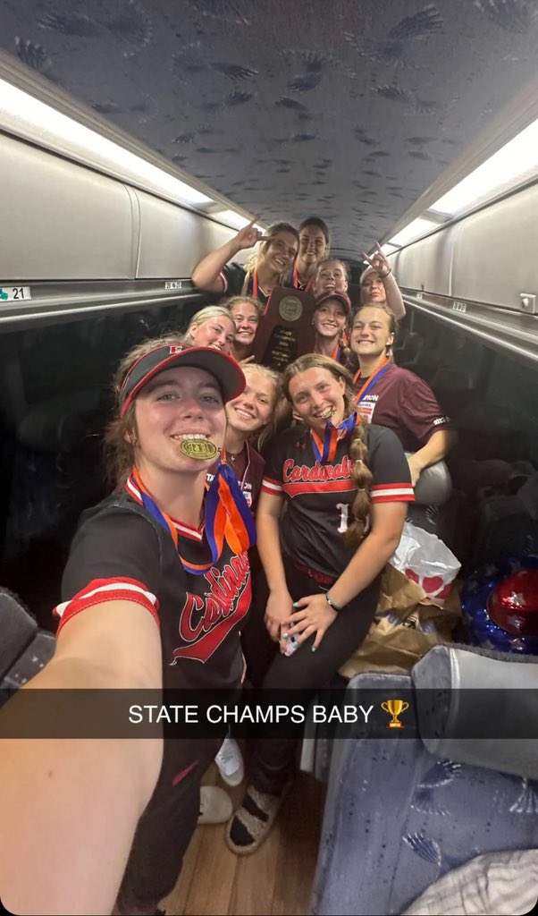 hatley2024's tweet photo. STATE CHAMPS BABY!!!!!! SOOOO proud of this team and how far we came! I will forever have so much love for this team and school! Sad my chapter as a Cardinal ended but i’m excited for my chapter as a bobcat!! @teamnceley @LMC_Softball @Jbum42 @maddykeefer https://t.co/TJwaJaIE4H