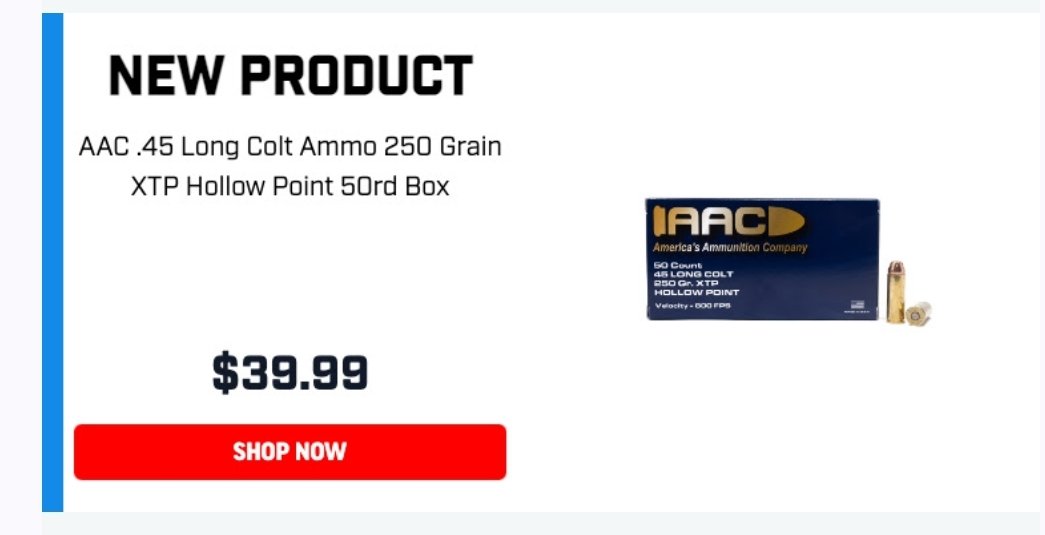 AKballistics's tweet photo. π₯βοΈβ‘οΈ https://t.co/1Fo6dlB2k9
π₯ PSA NOW HAS .45 LONG COLT AMMUNITION!! 250gr Loaded with a quality Hollowpoint, the hornady XTP. Just 80 cents a round!
Affiliate Link βοΈ
#45longcolt #Revolver #AmmoDeals
#2AShallNotBeInfringed
@palmettoarmory https://t.co/FcVaxviM0W