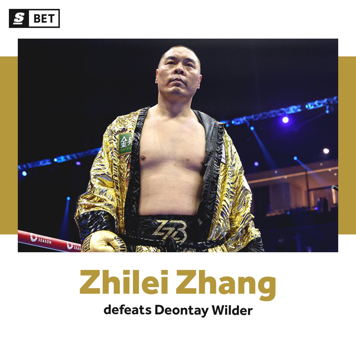 theScoreBet's tweet photo. DOWN GOES WILDER. 🤯

ZHILEI ZHANG BEATS DEONTAY WILDER IN THE 5TH ROUND VIA TKO. 🥊

✅ Zhang ML -145
✅ Zhang by KO/TKO/DQ EVEN https://t.co/r5PZazbSfL