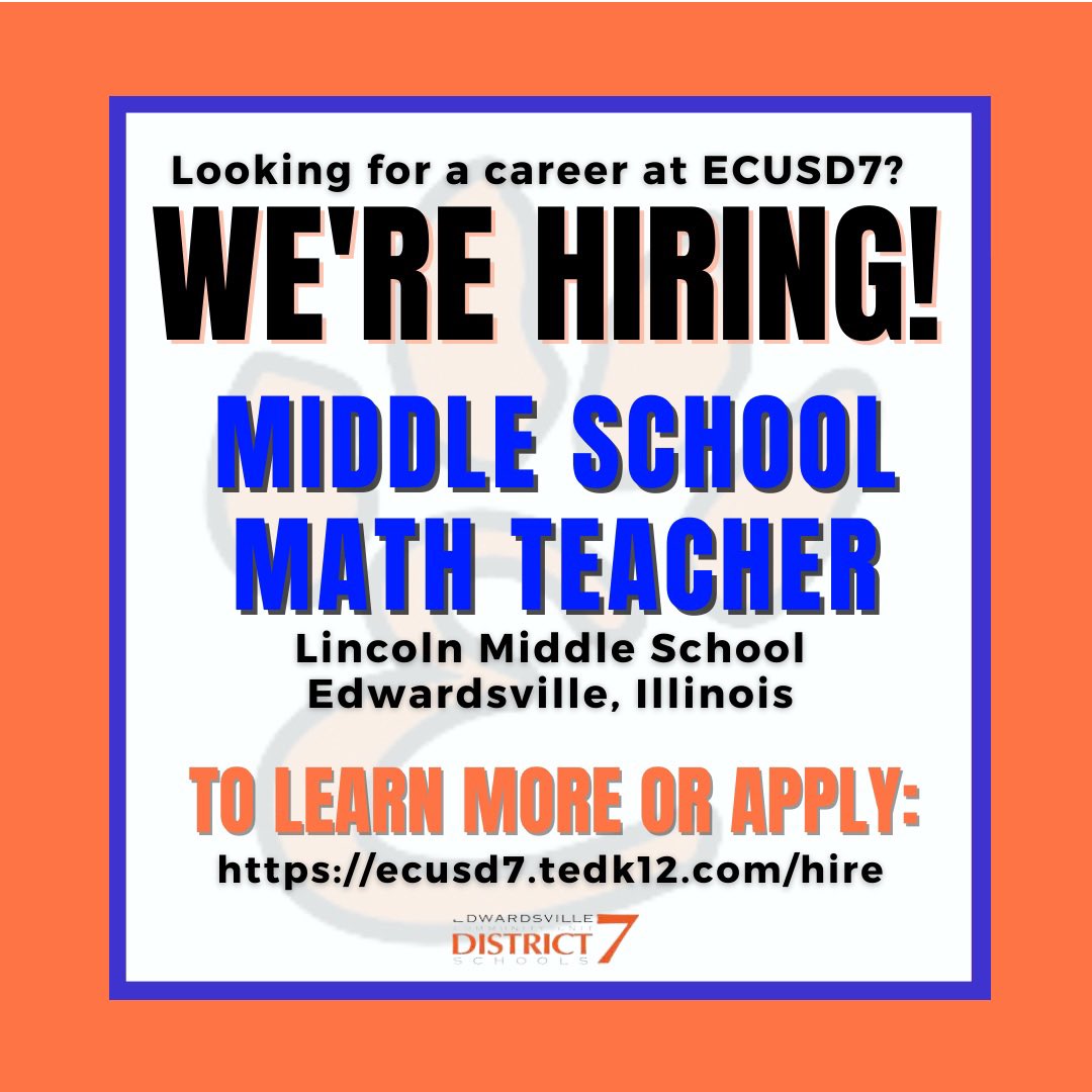 Lincoln Middle school is looking for a math teacher for the 24-25’ school year! <a href="/MathICTM/">ICTM — Illinois Council of Teachers of Mathematics</a> <a href="/MillikinSoE/">MU School of Ed</a> <a href="/SIUC/">SIU Carbondale</a> <a href="/SIUE/">Southern Illinois University Edwardsville | SIUE</a> <a href="/McKendreeU/">McKendree University</a> <a href="/UofIllinois/">University of Illinois</a>