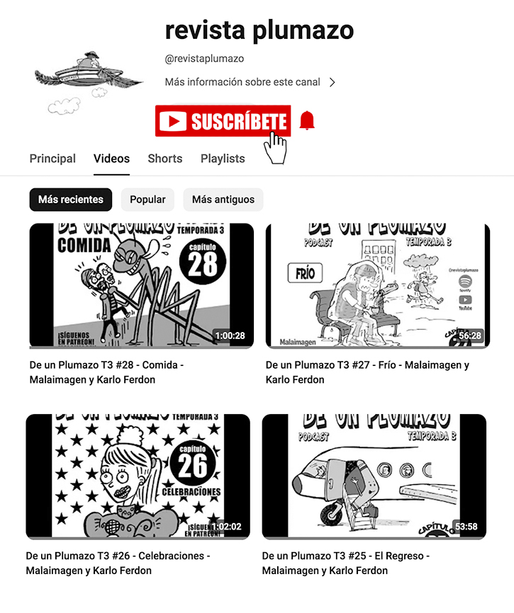 Para l@s que  todavía no se enteraron, regreso el podcast DE UN PLUMAZO con las desopilantes aventuras de <a href="/malaimagen/">malaimagen</a> y <a href="/KarloFerdon/">Karlo Ferdon</a>  suscríbete a nuestro canal de youtube  youtube.com/@revistaplumazo