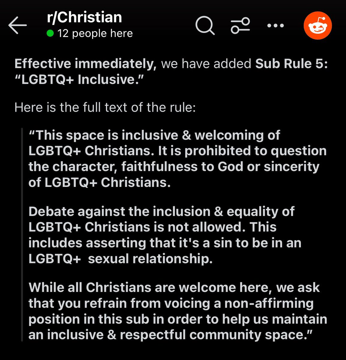 reddit_lies's tweet image. r/Christian bans Christian beliefs.

The absolute state of Reddit
