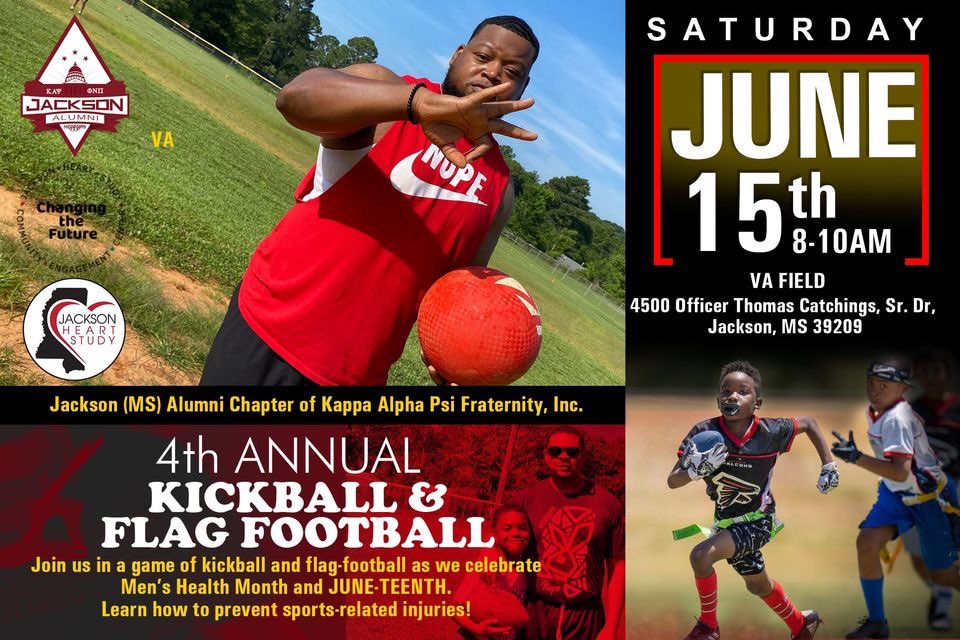 JA_Nupes's tweet photo. As we celebrate Men’s Health Month join us for our 4th Annual Kickball &amp; Flag Football games 🏈 🚩 

Time &amp; Date 📅 : Saturday June 15th 8-10 AM

Location 📍: VA Field 
4500 Officer Thomas Catchings, Sr. Dr, Jackson, MS 39209 https://t.co/5JLi8xRScz