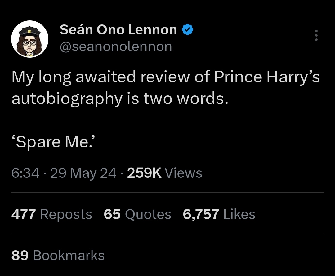 JasonTurner1966's tweet photo. I love this from John Lennon's youngest Son!
#sussexsquadarelosers #harrythespare #SpareUs #meghanisonlyfamousbecauseofthebritishroyalfamily #HarryandMeghan #Liars #fraudsters #megraine #horsewhippedharry #therewasnoracismsaysharry #provenliars #boring https://t.co/QNTkGbiWEb
