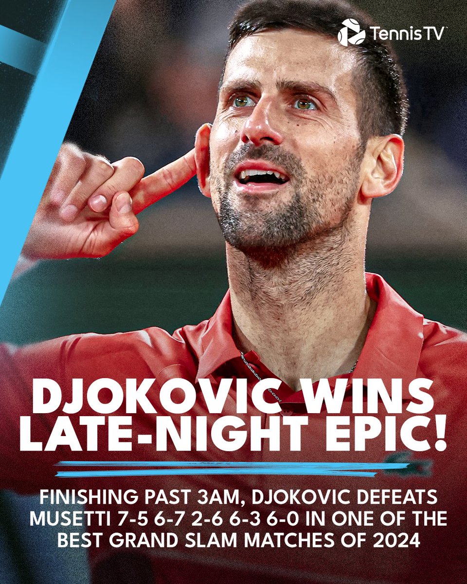LATE-NIGHT MADNESS!!

@DjokerNole records a truly special victory over Lorenzo Musetti at #RolandGarros
