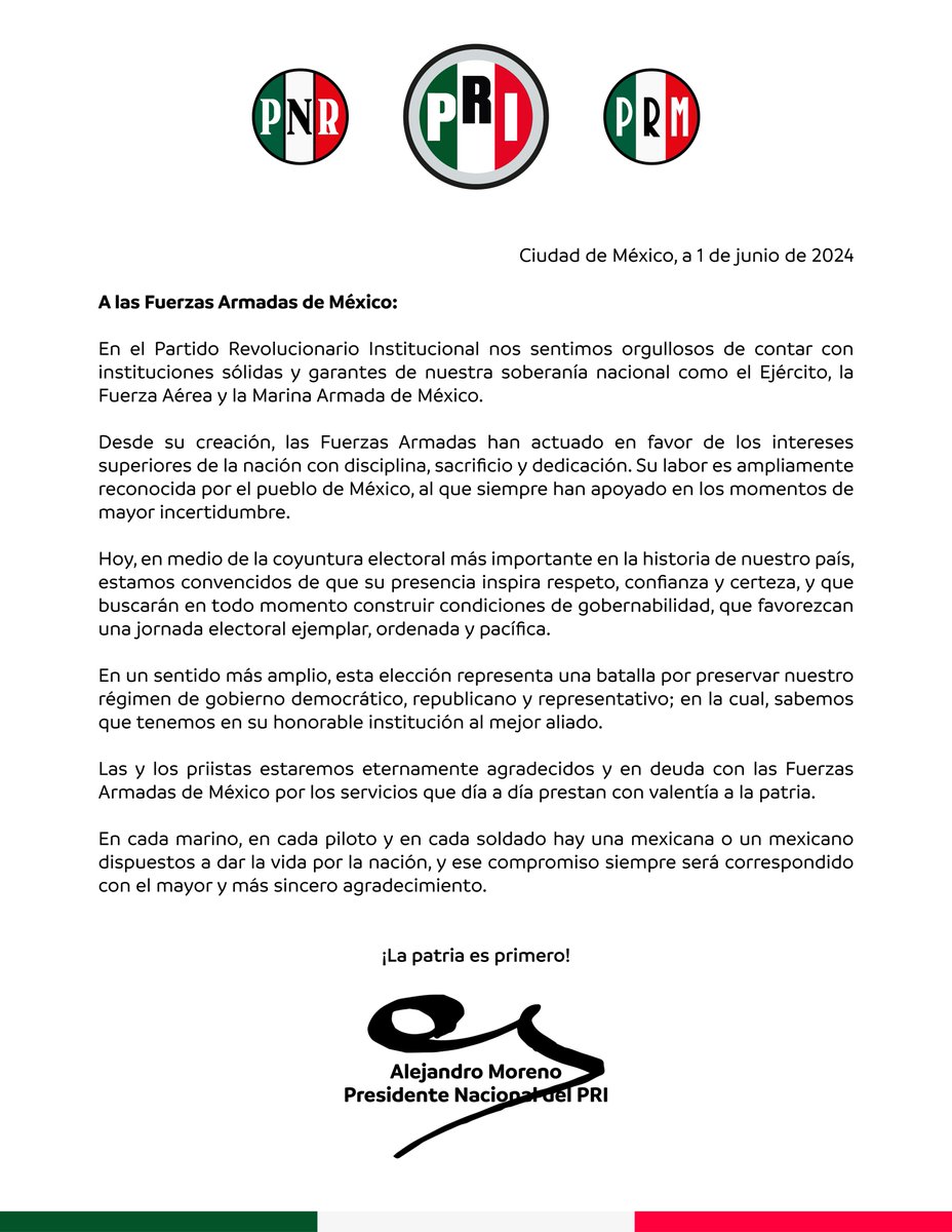 A las Fuerzas Armadas: