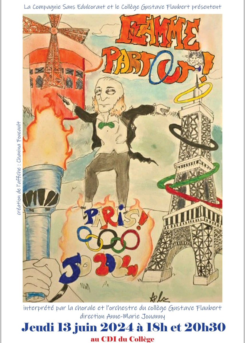 La chorale et l'orchestre du collège Gustave Flaubert Paris 13e avec la Compagnie Sans Edulcorant présentent "Flamme Partout" JO 2024, à partir de "La vie Parisienne" d'Offenbach ! <a href="/Academie_Paris/">Académie de Paris</a> @daacdeparis <a href="/CollegeFlaubert/">Collège Gustave Flaubert</a>