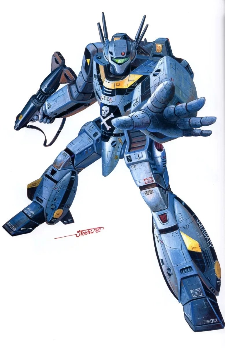 CyberpunkSF's tweet image. Series of artworks by Toshimichi Suzuki (鈴木 敏充) from the "Macross Package Art Collection『超時空要塞マクロス』パッケージアート集" (2023)