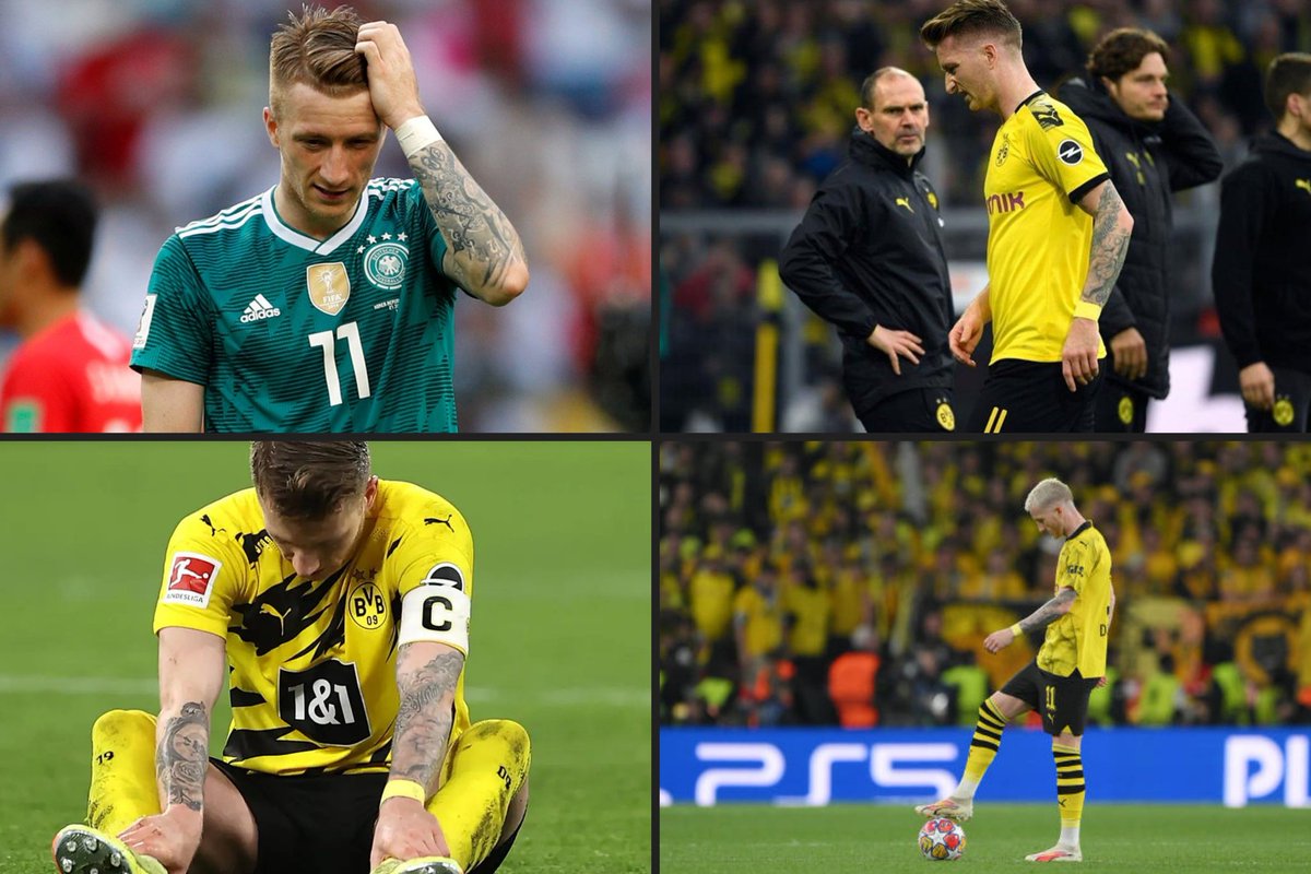 - No ganó una Liga con el Dortmund
- Desapareció TODOS los partidos importantes
- Se lesionó antes del mundial 2014, Alemania salió campeón
- Fue al de 2018, perdieron en fase de grupos
- Entró en la final de Champions, le regaló un gol al Madrid

MARCO REUS, ADN PERDEDOR ❄️🥶