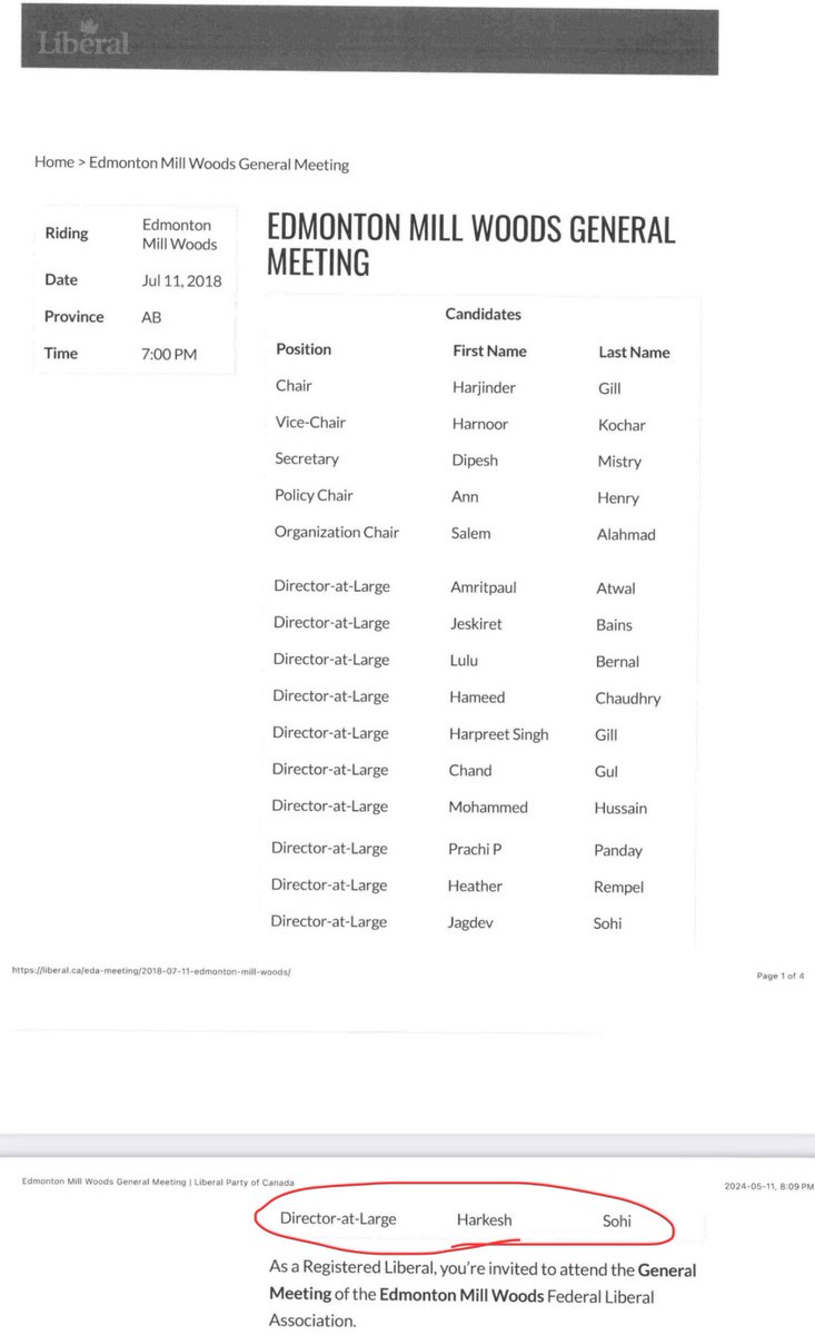 BezirganMocha's tweet photo. BREAKING:  
The Liberal Party of Canada recently deleted the page where Amarjeet Sohi’s brothers, Harkesh Sohi and Jagdev Sohi, were listed as directors-at-large.

Luckily, we had a screenshot of it before it went dark. The Liberal Party is involved in this corruption. @NavdeepSBains had given at least one or more sole-sourced contracts to Harkesh Sohi’s trucking company, Whiterock Ventures, which @AmarjeetSohiYEG never disclosed in his federal disclosures.

Whiterock Ventures is owned and controlled by Mayor Amarjeet Sohi’s brother, Harkesh Sohi, his election campaign manager, Harbhajan (Raj) Pandher, and many other donors to Sohi. WRV has a history of receiving contracts worth upwards of millions of dollars at the expense of Canadian taxpayers and public funds.

Whiterock Ventures is connected to many numbered companies for which Jagdev Sohi was a director and/or a shareholder that owned agricultural land annexed by the city of Edmonton while Amarjeet was serving as an infrastructure and communities minister, resulting in a significant increase in wealth for his nexus.

Watch the full video below to learn more about the recently exposed Amarjeet Sohi’s retirement plan.