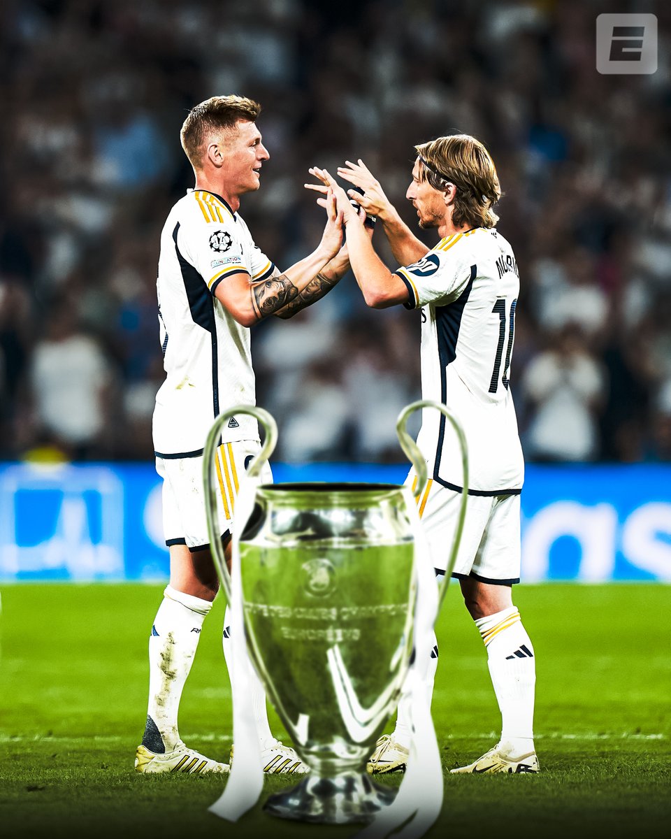 ESPNFC's tweet photo. Kroos and Modric win another UCL in their last match together.

Real Madrid legends 🥹🤍 https://t.co/wffXcIU4kF