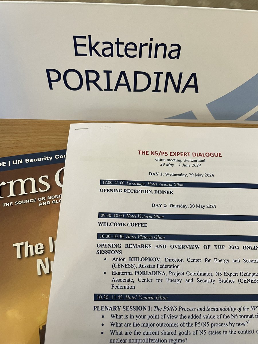 _poriadina's tweet photo. The N5 Expert Dialogue meeting in Glion, Switzerland ๐จ๐ญ took place this week. Very fruitful and constructive discussions. Happy to coordinate this track for almost 6 months, and hope it will continue with Chinese chairmanship in the P5 this year.
#CENESS #P5 #N5 https://t.co/AnbT3bJakE