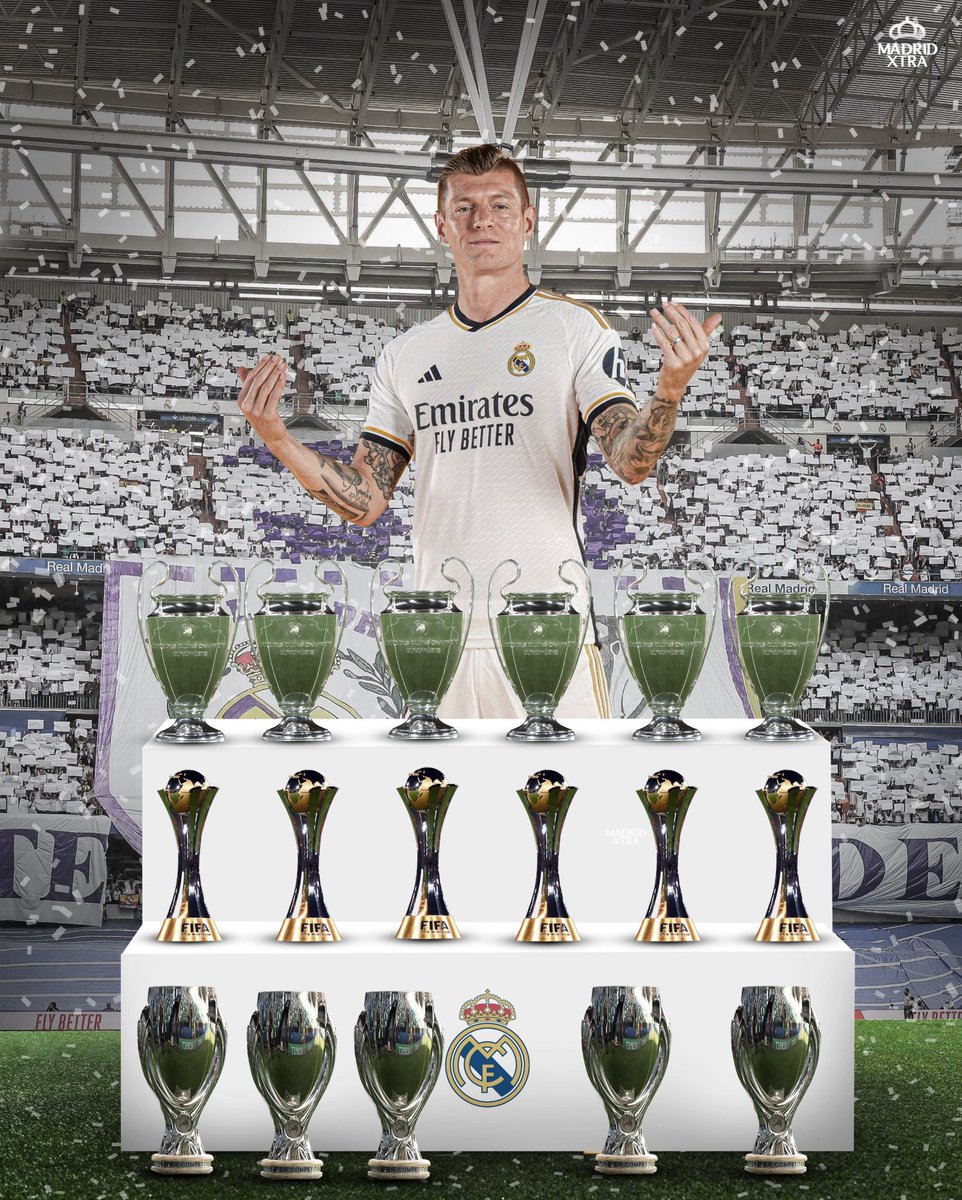 🚨 𝐁𝐑𝐄𝐀𝐊𝐈𝐍𝐆: Toni Kroos is now a 6 time Champions League, 6 time Club World Cup and 5 time UEFA Super Cup winner.