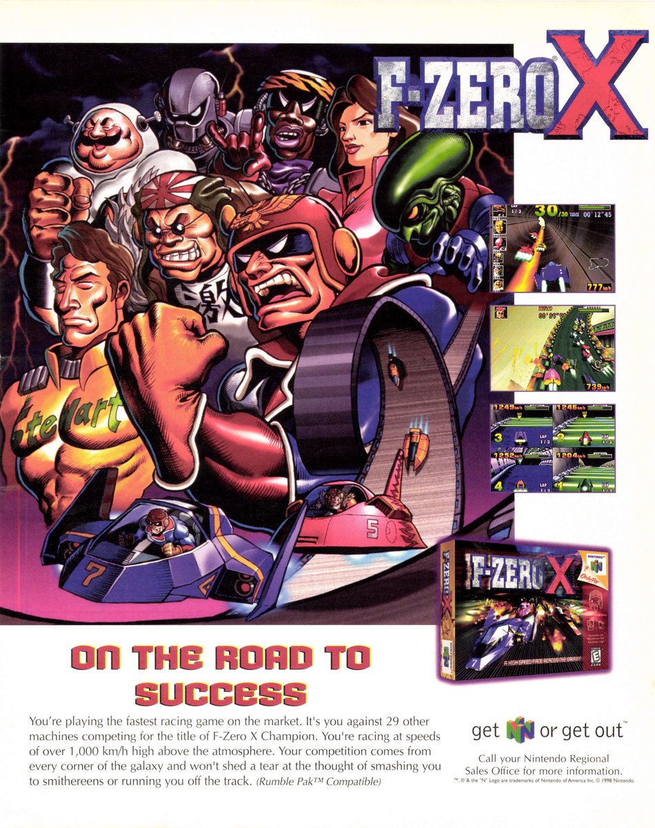 【N64】F-ZERO X エフゼロX チラシ　広告　サムライゴロー This 1998 trade magazine ad from the VGHF Library is advertising