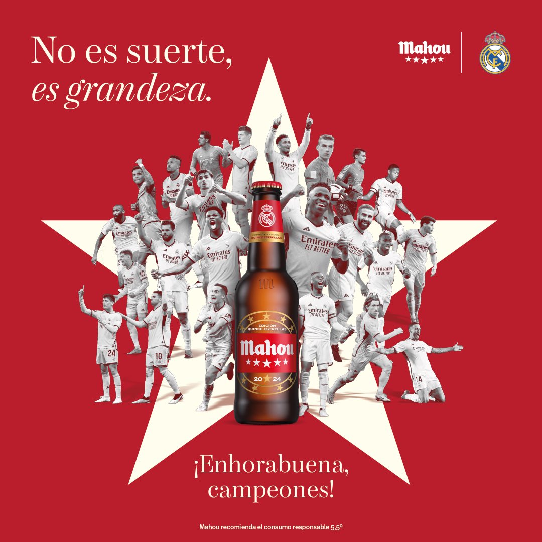 La grandeza está en tu ADN, <a href="/realmadrid/">Real Madrid C.F.</a>. 🤍 ¡Enhorabuena, madridistas!  1️⃣5️⃣