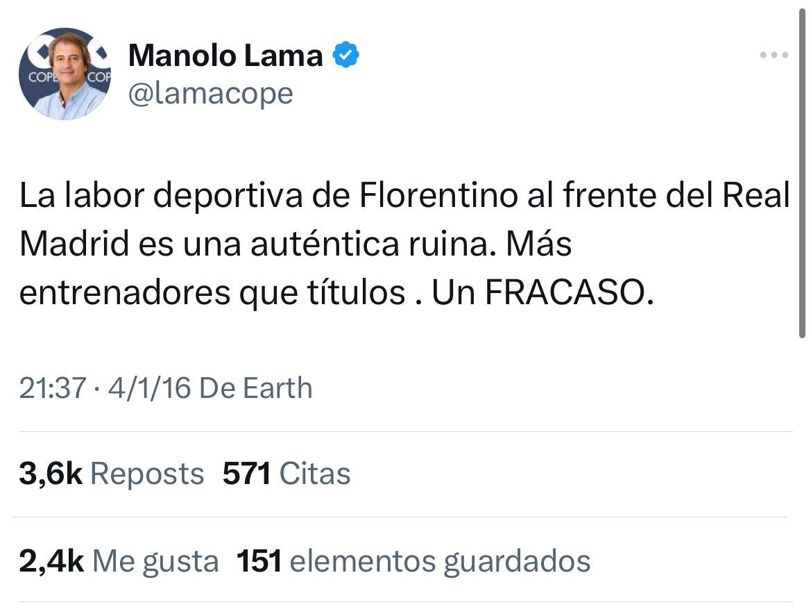 _Floper's tweet photo. Florentino acaba de ganar su séptima Champions y me gustaría mandar un saludo a Manolo Lama. https://t.co/cn2gfUbGtn