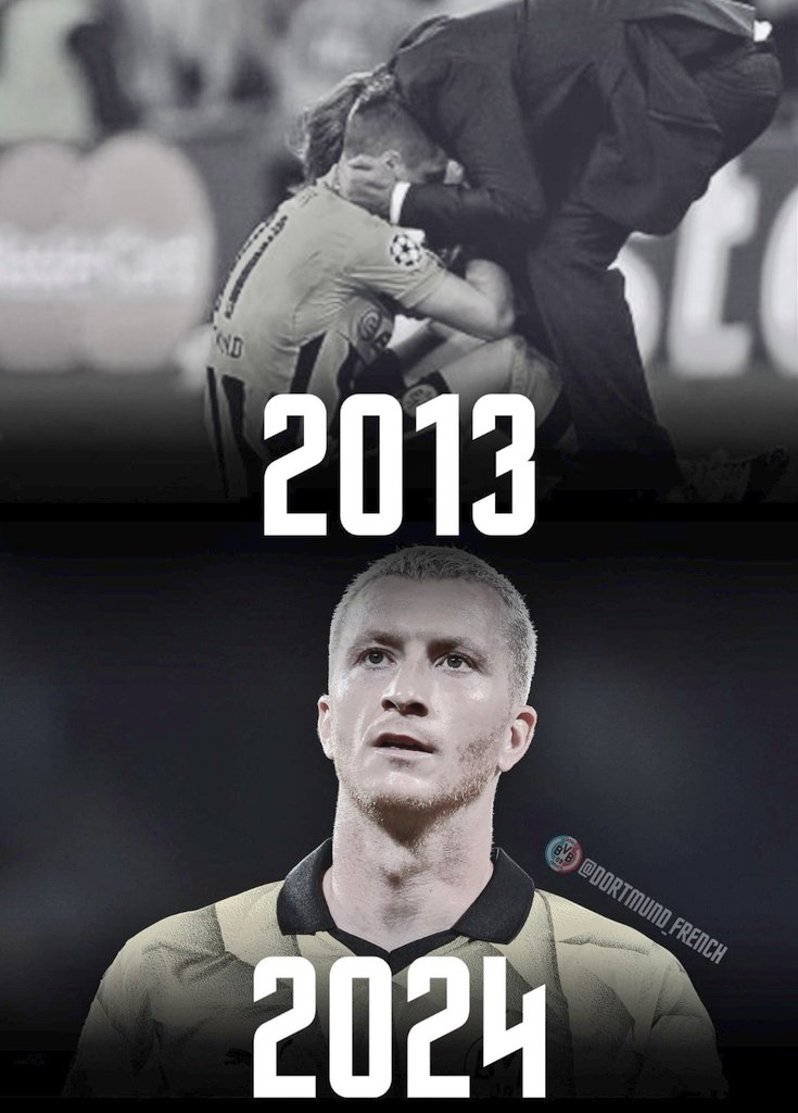 BundesInsider's tweet photo. Infelizmente, acabou.

Marco Reus se despede do Borussia Dortmund como vice–campeão da Champions League 2023/24, assim como em 2013 — e no mesmo lugar, Wembley.

Apesar de tudo, nunca será esquecido. 

Um dos, se não for o maior ídolo da história do Dortmund. 💛

📸 @Dortmund_French