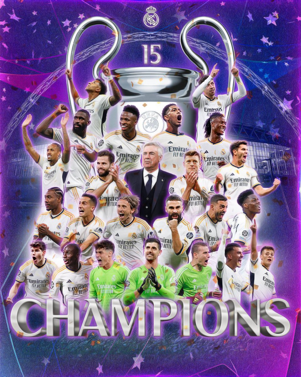 LA QUINCE! 🔥

Llegó la 15 del Real Madrid 🔝

<a href="/realmadrid/">Real Madrid C.F.</a> es campeón de <a href="/ChampionsLeague/">UEFA Champions League</a>.