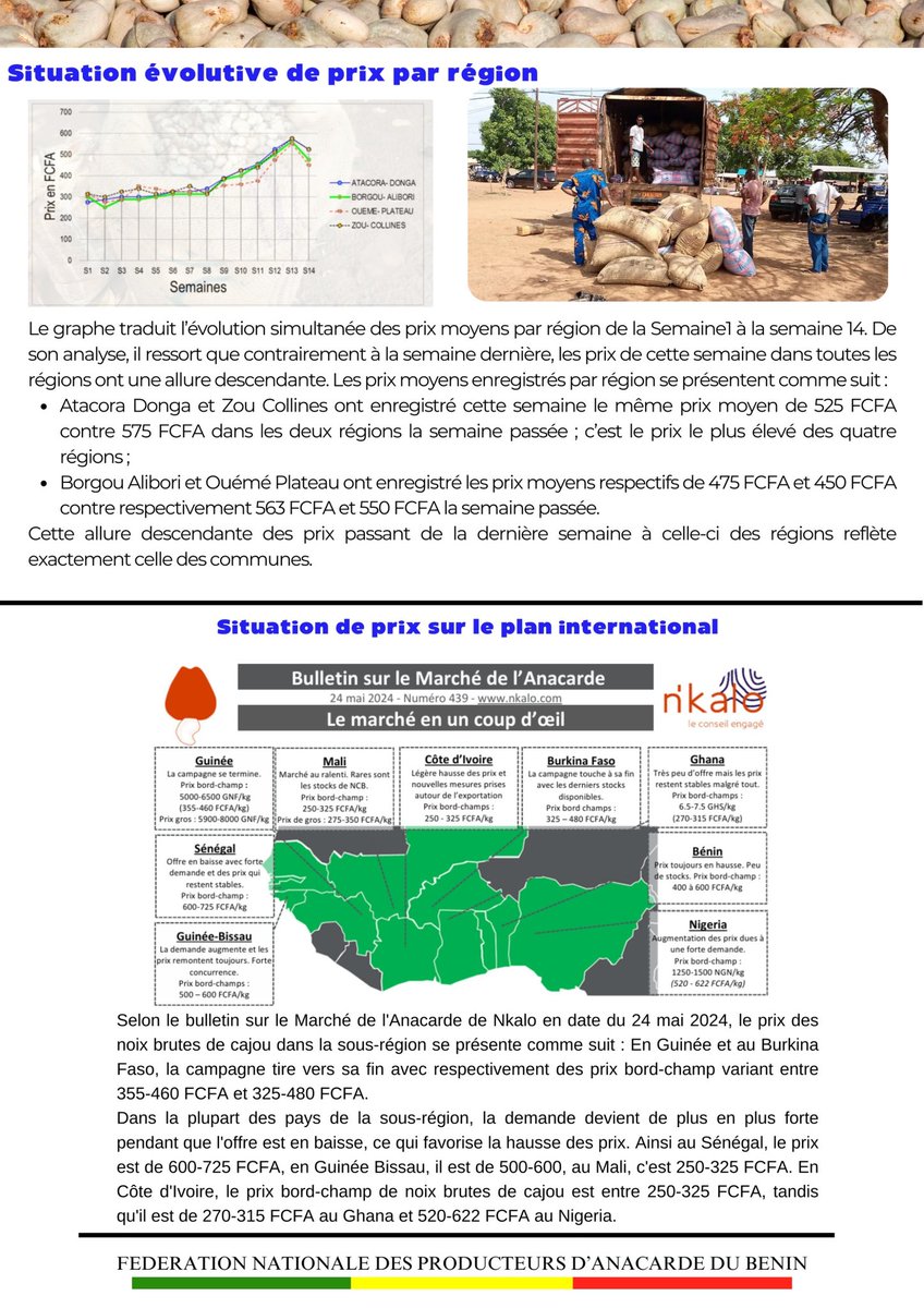 Fenapab2022's tweet image. 📊  Chers fidèles lecteurs et lectrices, merci de recevoir le quatorzième numéro de votre bulletin des prix de noix brutes de cajou au Bénin et dans la sous-région

#SIM14FENAPAB #FENAPAB #BULLETIN #SIM #NKALO #PRIX #ANACARDE #CAJOU #BENIN