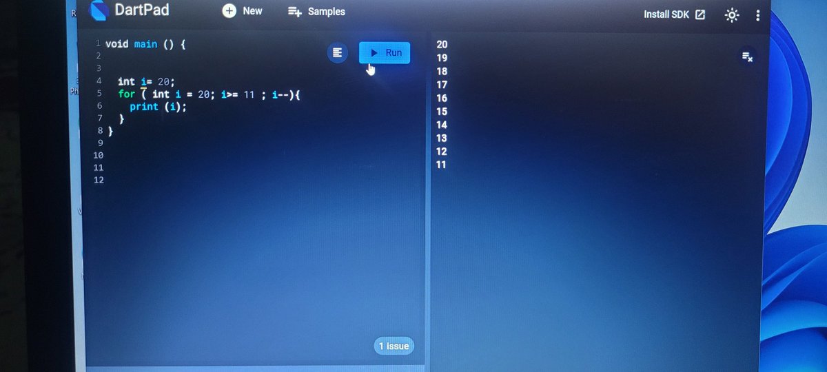 4Orzil's tweet photo. Assignment  for  loop
#coding
#Afghangirlscode
#dart
@a_daneshyar 
@CodeToInspire https://t.co/44R7HR2gF4