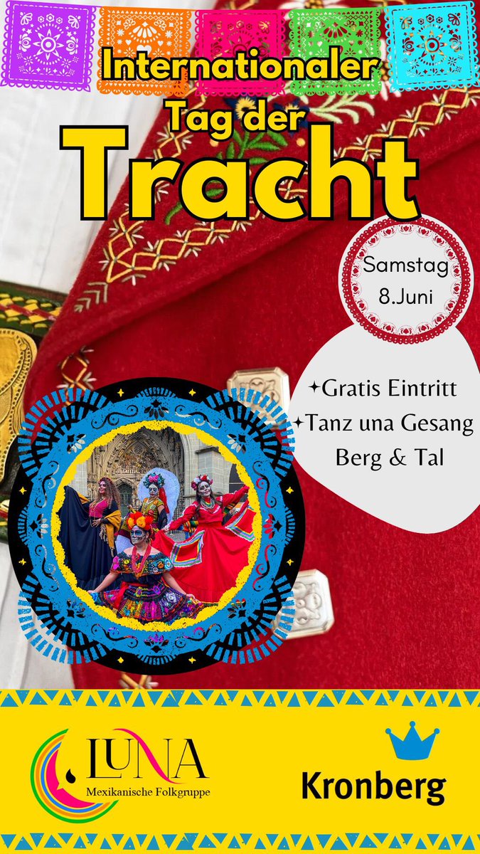 El grupo folclórico LUNA les invita a participar este próximo sábado en el DÍA INTERNACIONAL DEL TRAJE FOLCLÓRICO *Internationalen Tag der Tracht* en Appenzell, 🇨🇭.
LUNA se presentará en dos escenarios: montaña y valle. La entrada es gratuita
¿Cuando? 8.06.2024 a las 12:00 hrs.