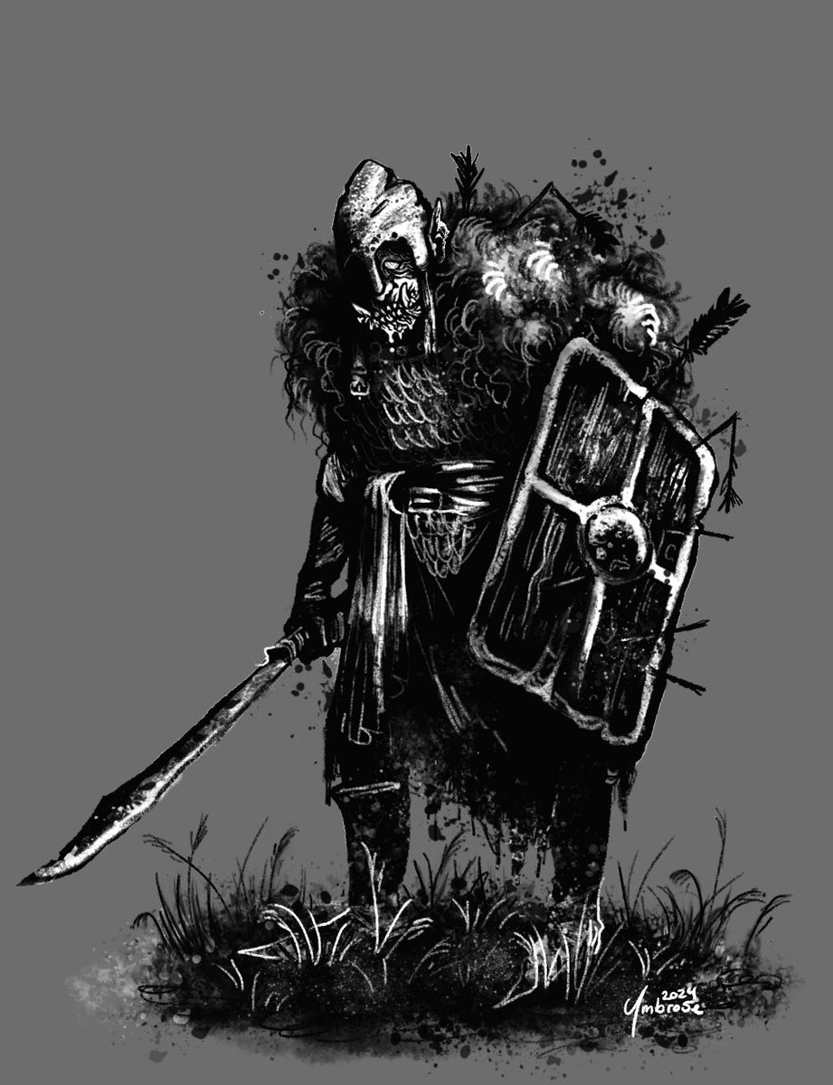 SleepyLichen's tweet photo. So today I was thinking about classic tolkien orcs, and how they’re meant to be tortured elves. I wanted to make it so if you focused on his face, you could still see glimpses of the tormented elf… https://t.co/EbGRGZBOEL
