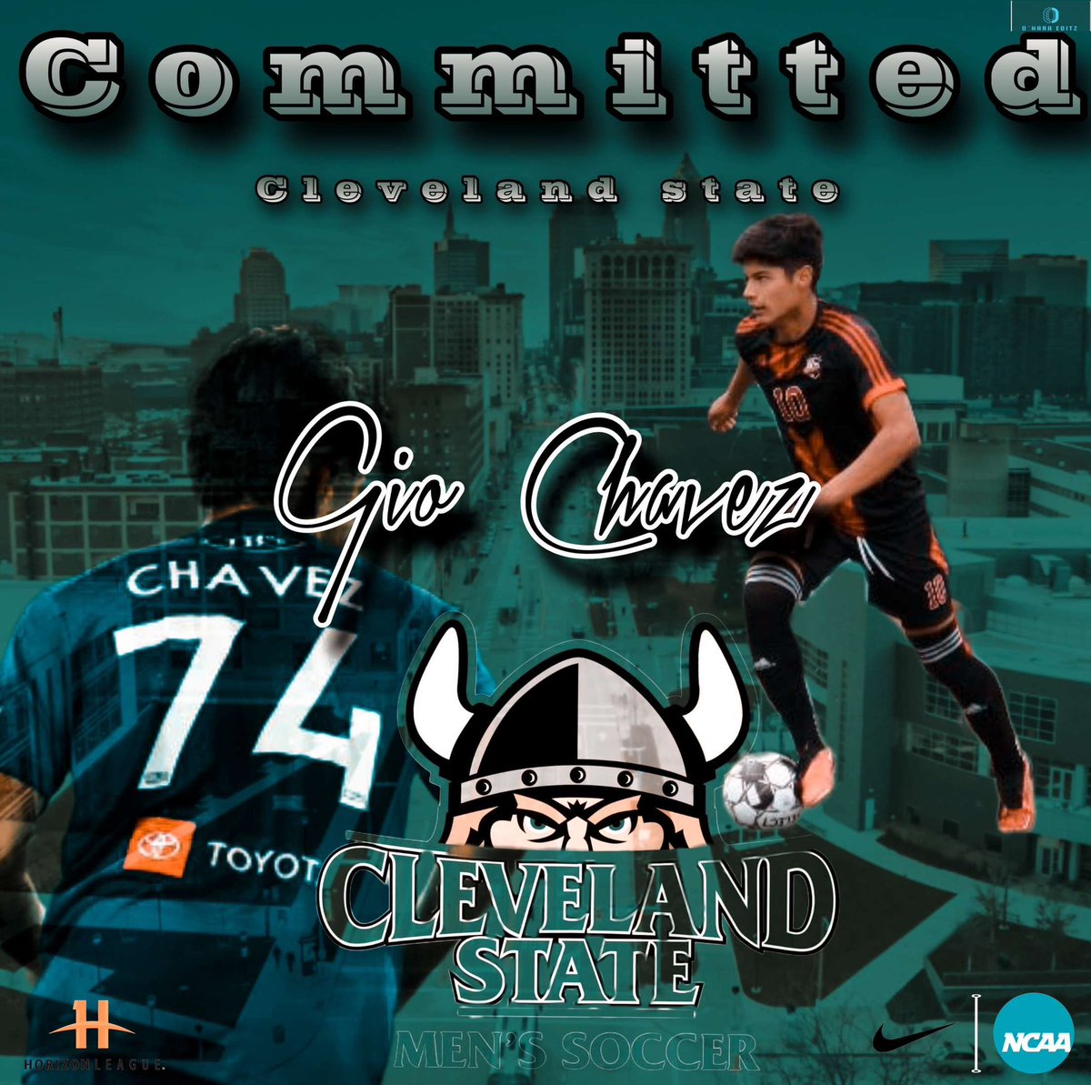 Super exited to announce my commitment to play Division 1 soccer at the University of Cleveland State. First I would like to thank the man above. I would also want to thank all my friends, family, teammates, and coaches who have pushed me to reach my dreams! Go Vikings!!!💚⚽️