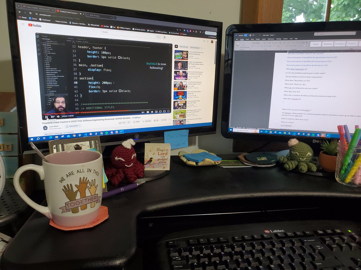 SerenaRue2's tweet photo. It's very rainy today, so I brewed up a cup of afternoon coffee as a pick-me-up. Got in about 40 minutes to review more CSS and dig into responsiveness while the baby napped! Only 3 hours left of the Super Review! 💪 #100devs #momswhocode #WomenWhoCode #momcoders #learninpublic https://t.co/2cLvqNBU1V