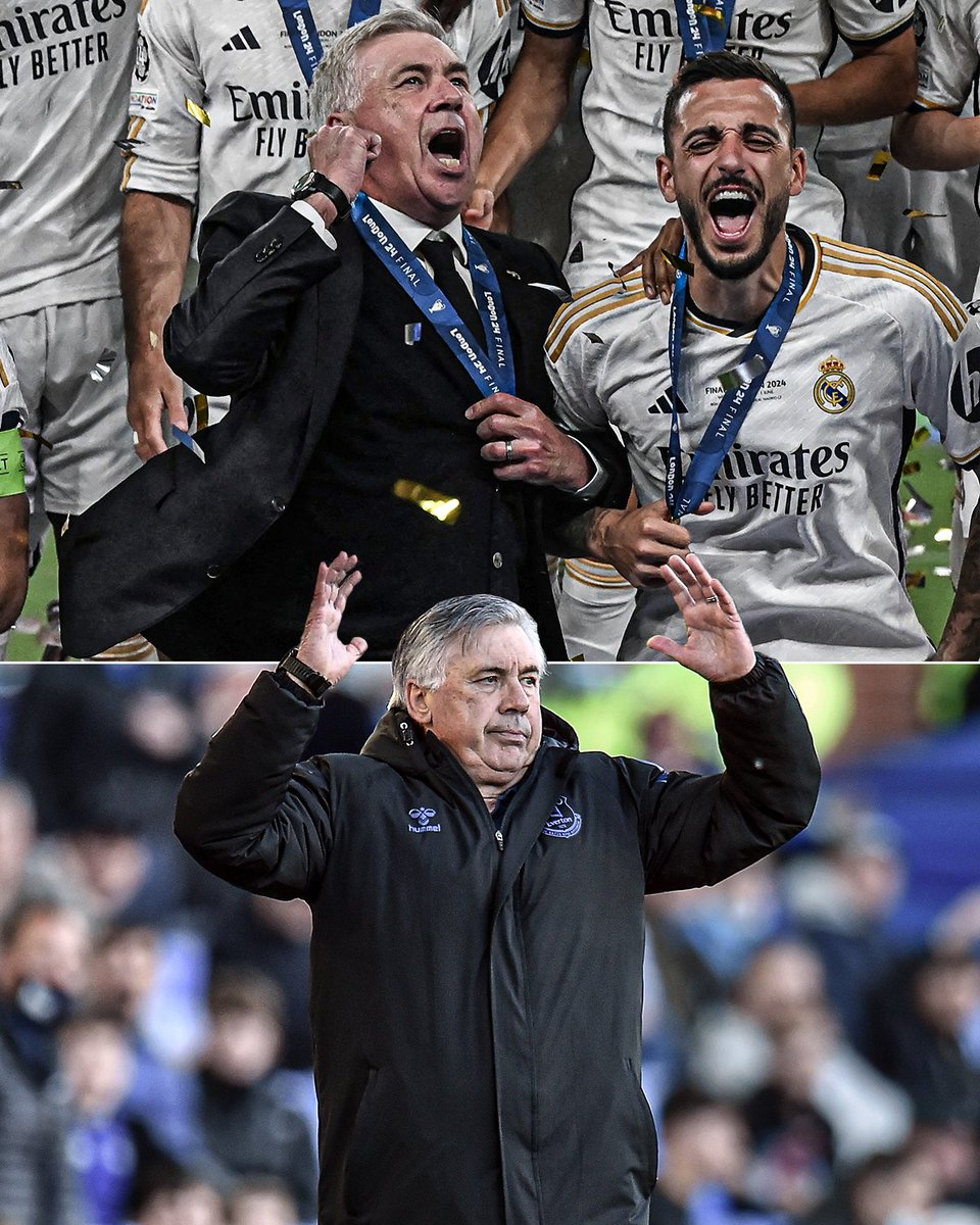 Carlo Ancelotti was managing Everton just three years ago 😯 He's won the Champions League two of the last three years he's managed Real Madrid 👏