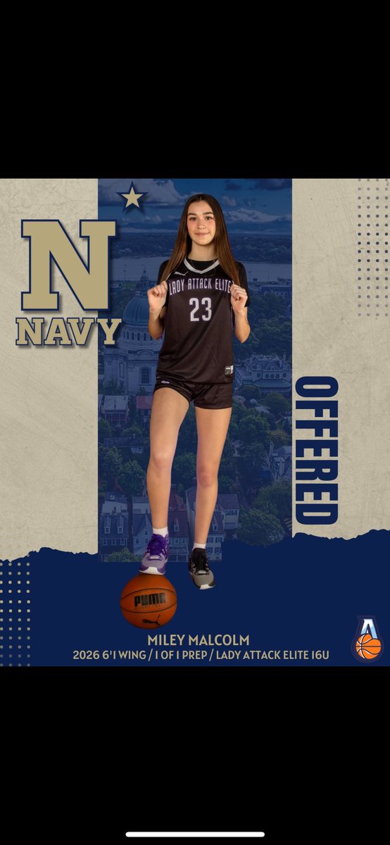 Honored to receive an offer to play for <a href="/NavyWBB/">Navy Women's Basketball</a> ! Thank you <a href="/CoachTimTaylor/">Tim Taylor</a> for the opportunity! Excited to see and learn more about the <a href="/NavalAcademy/">U.S. Naval Academy</a> ! 

<a href="/FOPBasketball/">Coach Anthony George</a> <a href="/Assist_U_/">AssistU Recruiting</a> <a href="/CoachJ0_/">Coach Jay</a> <a href="/LADYATTACKELITE/">Lady Attack Elite Basketball</a> <a href="/LAE2026/">Lady Attack Elite National 2026</a> <a href="/1of1PrepWBB/">1 of 1 Academy Women’s Basketball</a> <a href="/CoachMalcolm1/">Coach Malcolm</a>