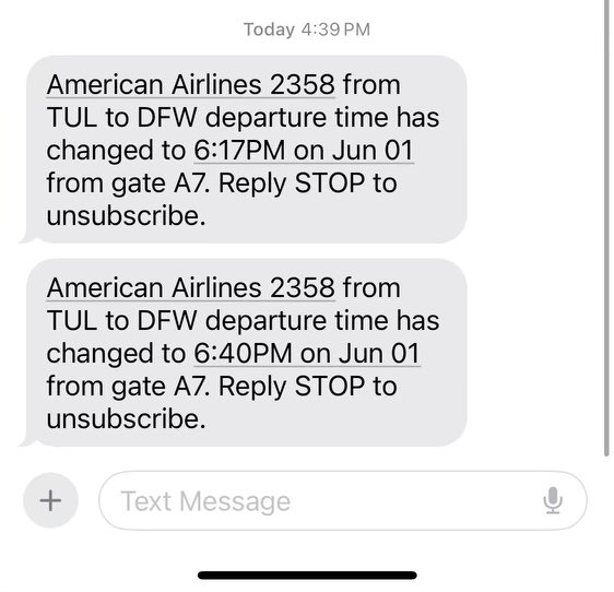 raydelott's tweet photo. @AmericanAir this has to stop! Our church youth group has been delayed for 12+ hours over your scheduling error. They have been rebooked and now that flight has been delayed multiple times! What is going on?! This original time was 4:30pm. They have been at the airport this 4am! https://t.co/xDkGRAq58p