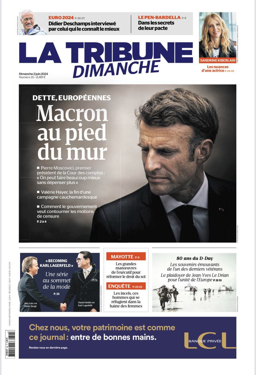 Le sondage qui relance le match des européennes ⁦<a href="/elabe_fr/">ELABE</a>⁩ ⁦<a href="/TribuneDimanche/">La Tribune Dimanche</a>⁩ ⁦<a href="/BFMTV/">BFM</a>⁩ :
-Bardella en légère baisse
-Hayer en légère hausse
-Le total bloc de gauche plus haut avec prime pour Manon Aubry et Marie Toussaint 
-Bellamy à la baisse 
A lire ici 👇