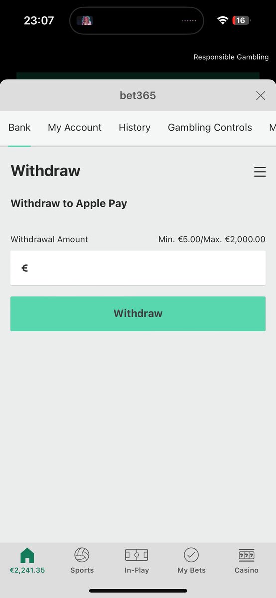 stephenkiernanG's tweet photo. @bet365 trying to withdraw, wont allow, what gives? https://t.co/WEd5T7zrJc