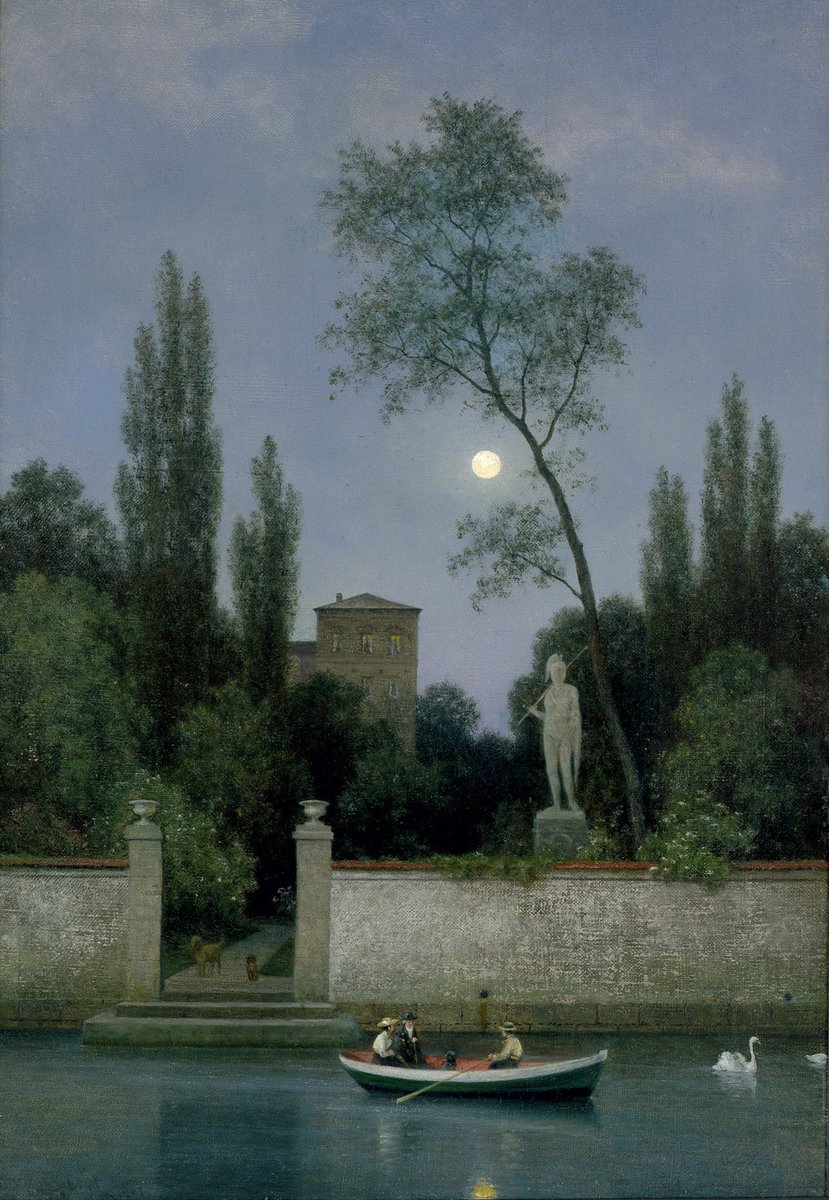 MenschOhneMusil's tweet image. Italian Villa in Moonlight- Georg Emil Libert, 1868.