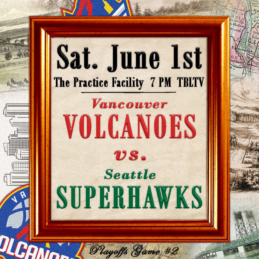 It is now the Practice Facility due to a power issue. Sorry for any inconvenience!! 

The Volcanoes must win this to keep the season alive!! Tickets are 10 dollars!! 

Go Volcanoes!! 

#Volcanoes #Vancouver #TBL