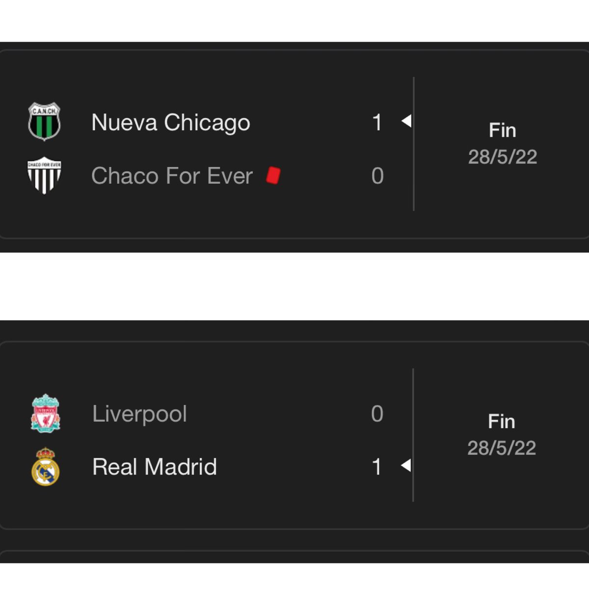 s4nticanch's tweet photo. En los últimos TRES años, cada vez que se jugó una final de Champions, Chicago GANÓ ✅

28 de Mayo 2022
Chicago 1-0 Chaco For ever
Liverpool 0-1 Real Madrid

10 de Junio 2023
Chicago 2-0 All Boys
Manchester City 1-0 Inter

1 de junio 2024
Chicago 1-0 Temperley
Dortmund 0-2 Real https://t.co/SwIm2IrenM