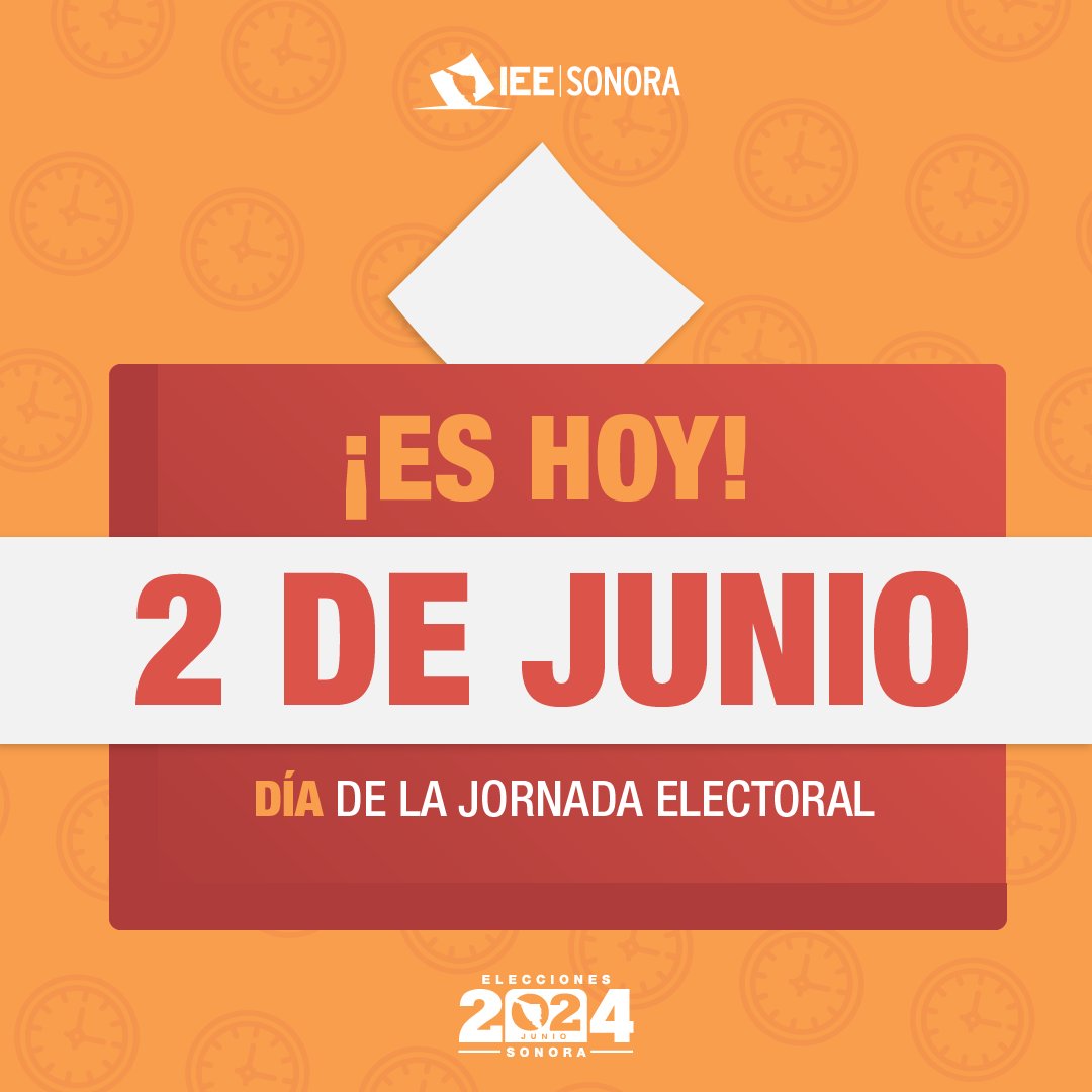 IEESonora's tweet photo. ¡Hoy es el gran día! 👍
Sal y ejerce tu derecho en las urnas.🗳️

¿Ya sabes dónde vas a votar?https://t.co/sfmu6gVmU9

#VotarSíImporta #EleccionesSonora2024
#ParticipaciónCiudadana2024🗳️ https://t.co/wAxVpYpZ1X