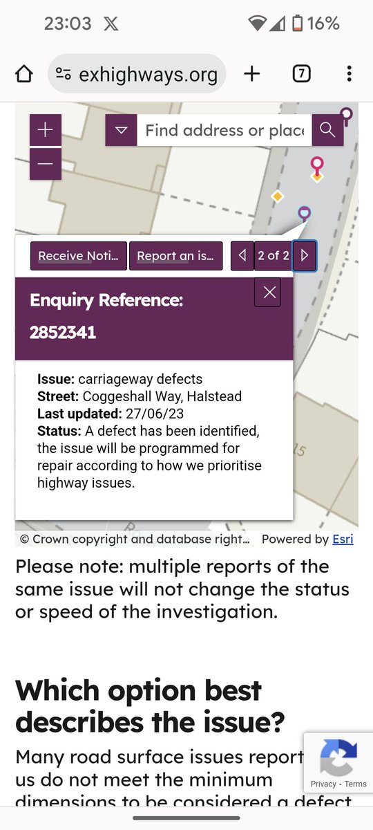 Hey <a href="/essexhighways/">Essex Highways</a> any chance of sorting Coggeshall Way, Halstead out?   Multiple cases raised, one almost a year old!  After £600 on 3 damaged tyres and a claims process that doesnt work (2 quotes),  i've had enough!!  
Maybe <a href="/JamesCleverly/">James Cleverly🇬🇧</a> can focus on real local issues now