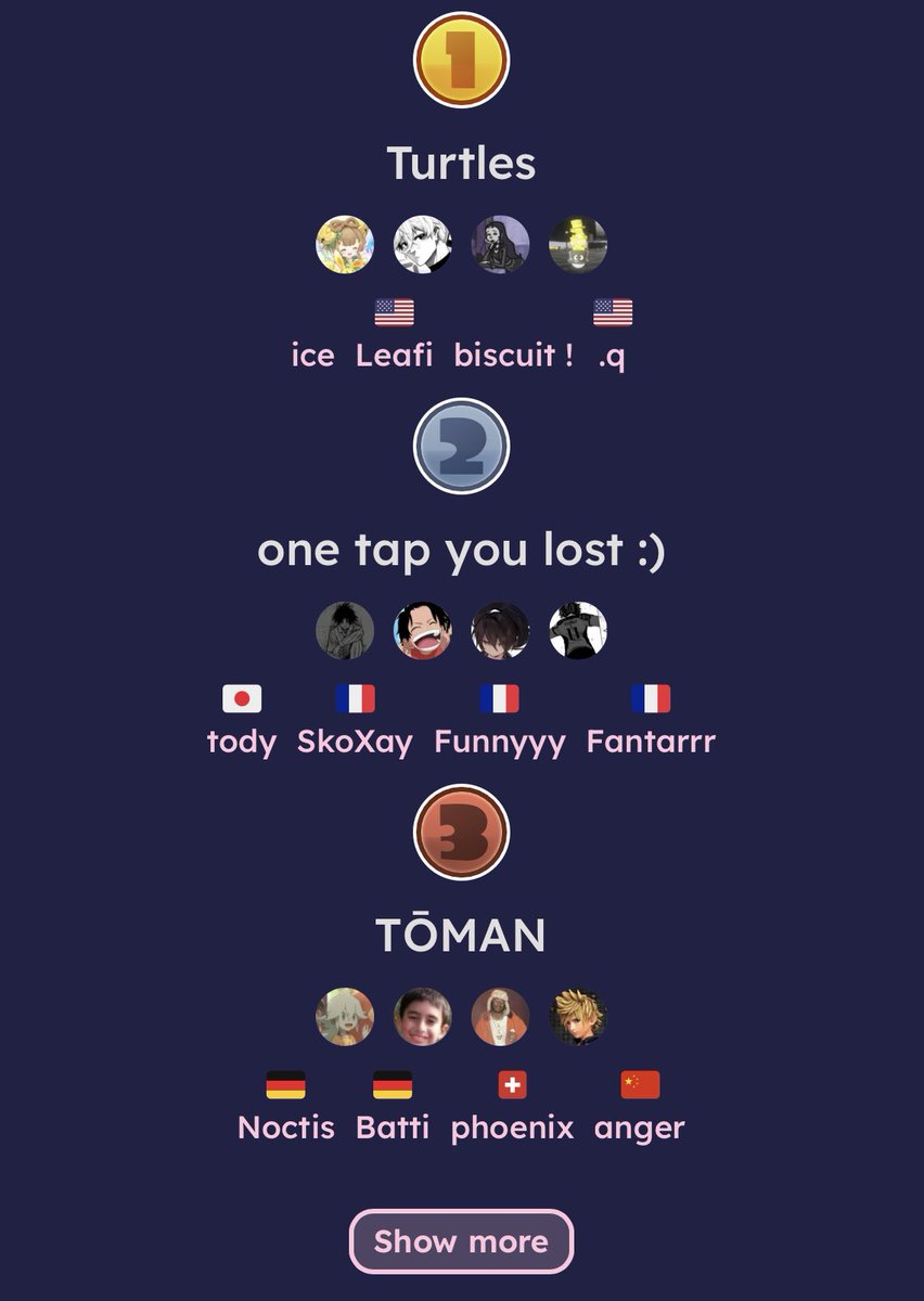 ModeCup_Spl's tweet image. Thank you for playing and huge congrats to Turtles for winning with Mint decavitator, Custom Range Blaster, Edit Nouveau, and Pencil! 

Our next event won’t be for awhile but I hope to improve the quality much more from now on.