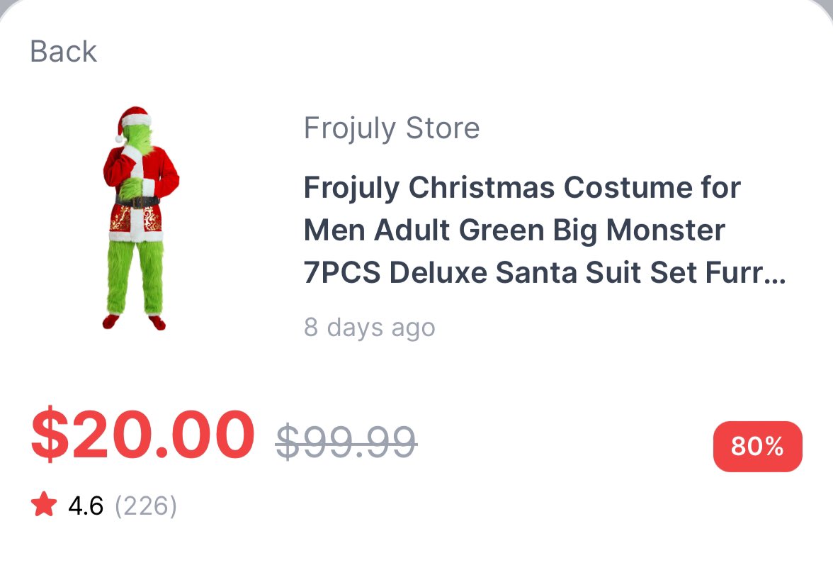 Freebie_Flow's tweet image. Adult Grinch Costume for 80% off 🫨

Use code, 50ATWRR1 , at check out plus the 30% off coupon 🥳

a.co/d/1NDpKeH