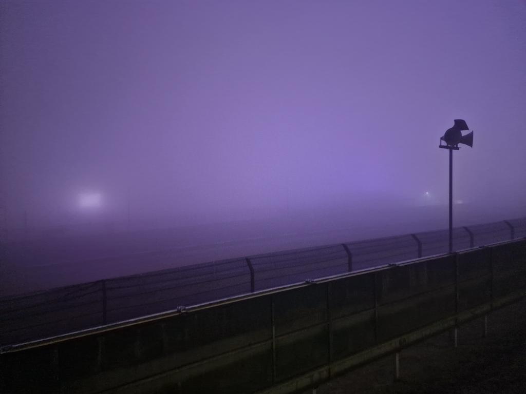 BarnabyWright's tweet photo. A shame for the @24hNBR to be red flagged until at least 7am here but when this is the view from the front of the grand stand on the main straight (maybe 50 meters from the track) it's the right call sadly. Back to the fight at dawn!! #nurburgring #N24 #redflag https://t.co/SIOquTRGTk
