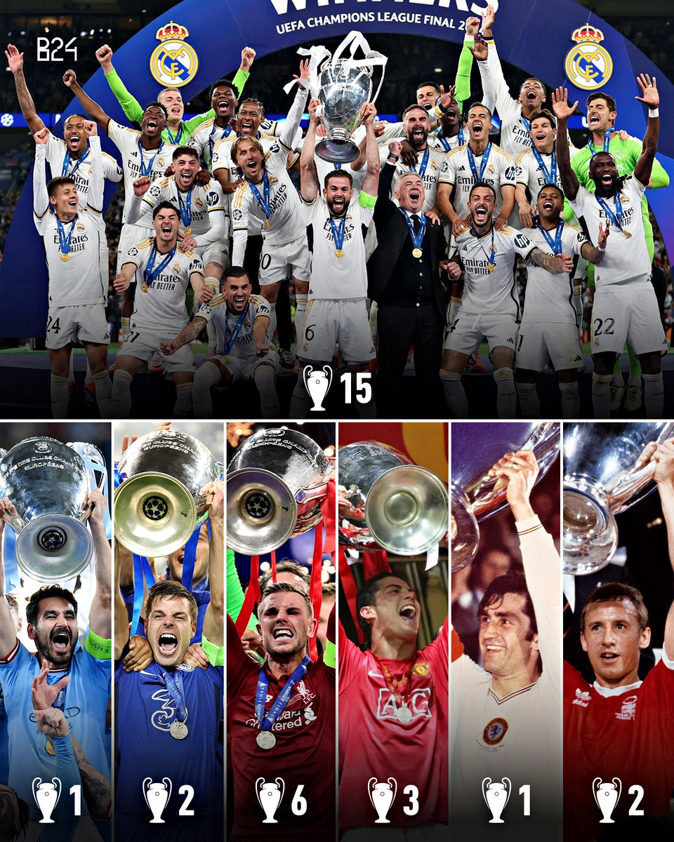 B24PT's tweet photo. Real Madrid já ganhou tantas Champions como toda a Premier League junta 🤯 https://t.co/6LlhrIITEU