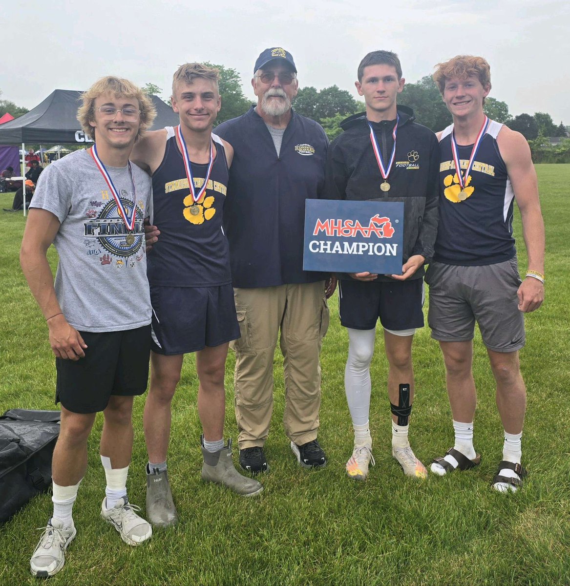 Placed first at the state track meet today in the 4x100 relay, breaking the state and school record with a 42.9.
