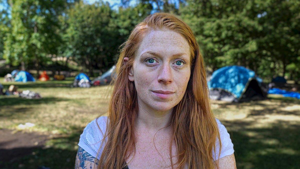 There's something about this woman's eyes. She's homeless in Grants Park.