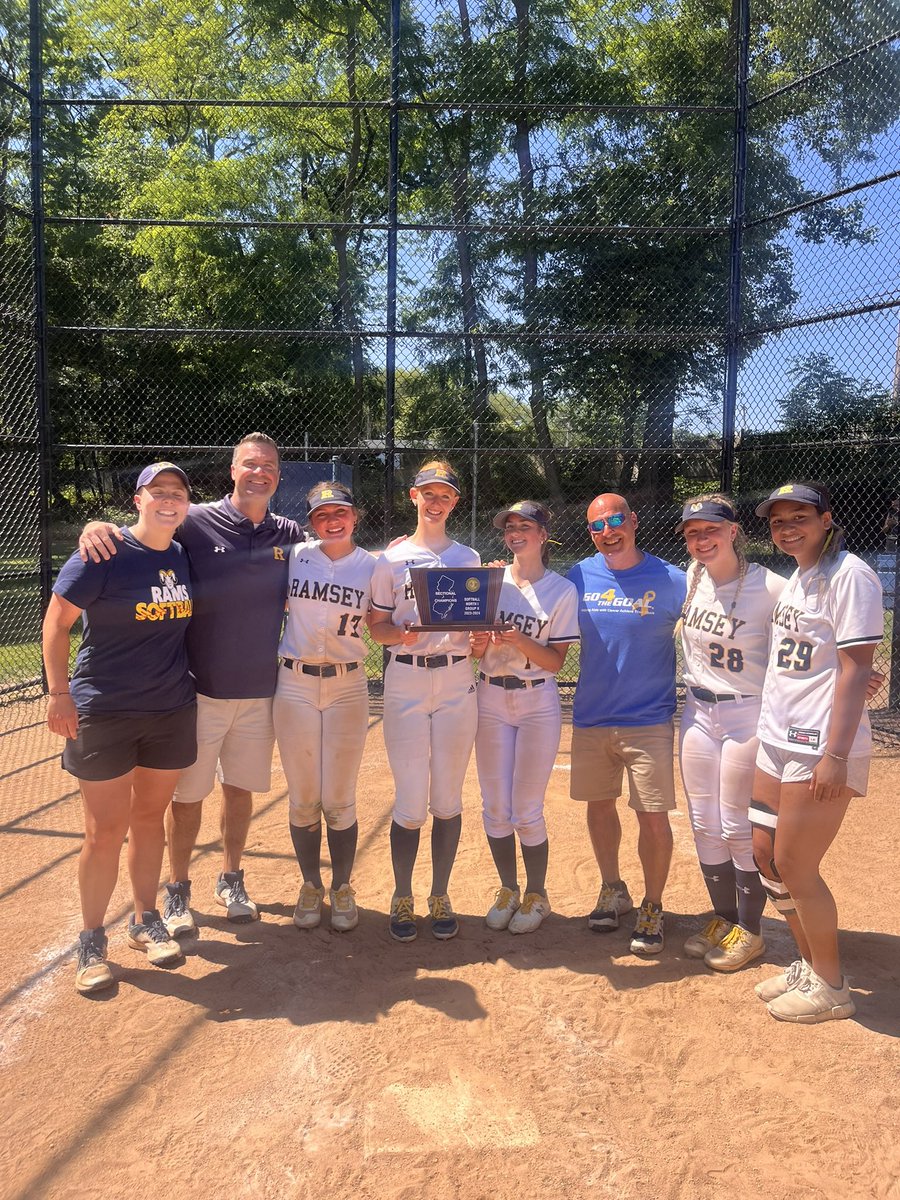 RamseySoftball's tweet photo. N1G2 State CHAMPS! This team showed everything today that a true champion is: tough, talented, and resilient &amp; GREAT TEAMMATES! Congrats to our pack of Rams!!!!💙🏆🐏🥎🏆💛 https://t.co/wlNByETLky