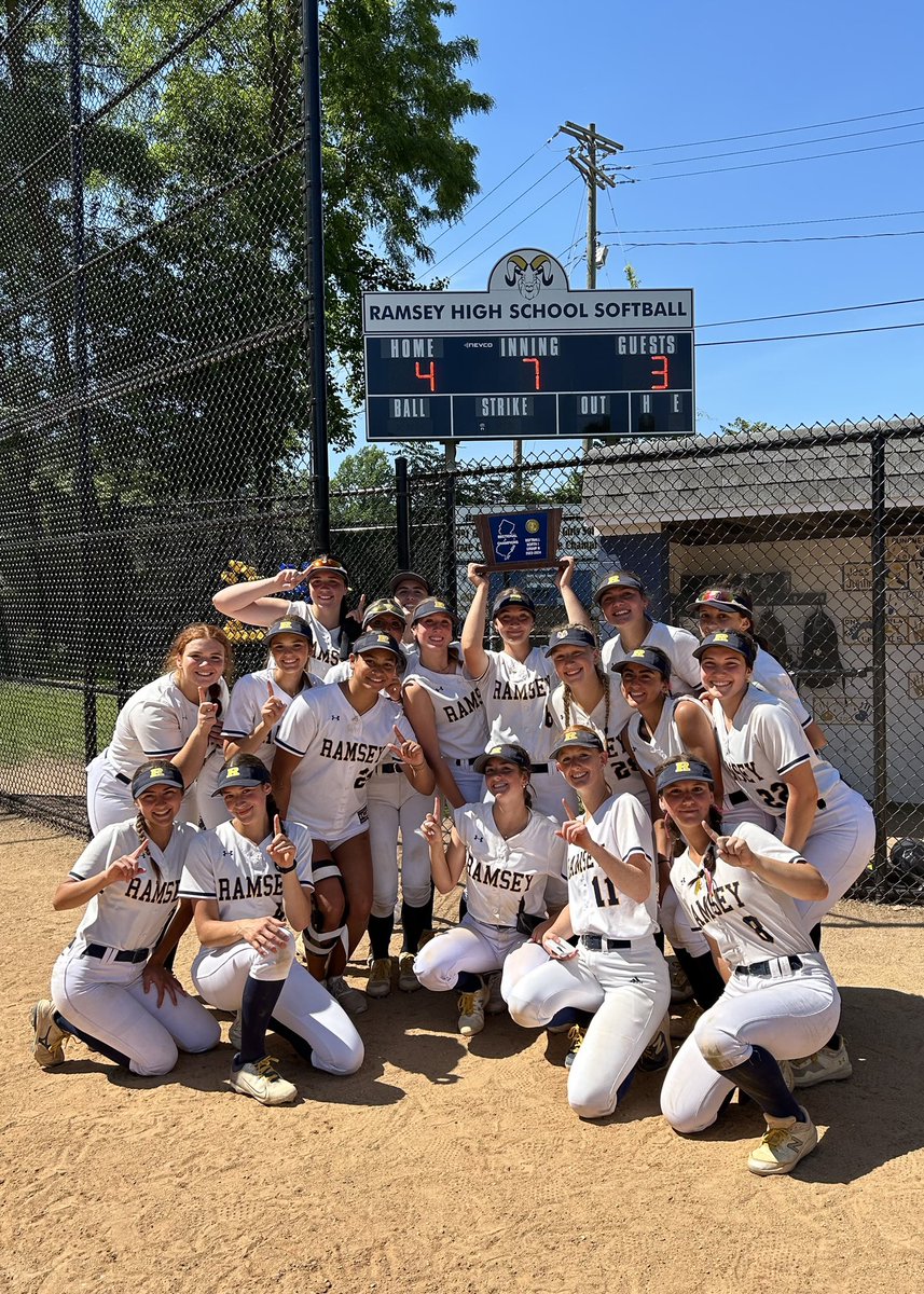 RamseySoftball's tweet photo. N1G2 State CHAMPS! This team showed everything today that a true champion is: tough, talented, and resilient &amp; GREAT TEAMMATES! Congrats to our pack of Rams!!!!💙🏆🐏🥎🏆💛 https://t.co/wlNByETLky